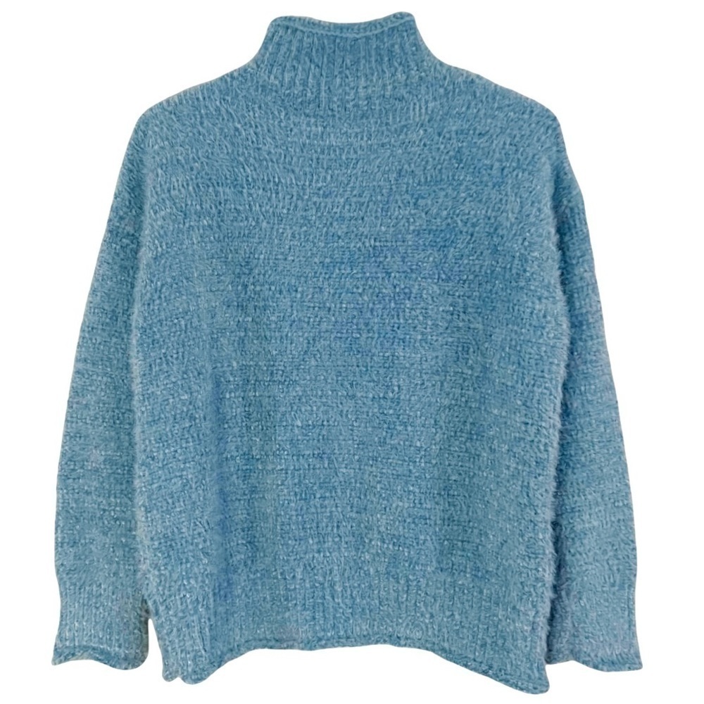 RACHEL ZOE MOCK NECK PERIWINKLE BLUE FUZZY SUPER SOFT PULLOVER SWEATER